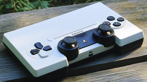 Modular PlayStation Arcade Controller System on Wooden Surface