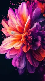 Radiant Flower Explosion in Pink and Purple.