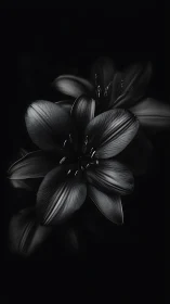 Delicate Petals Illuminated Against Void.