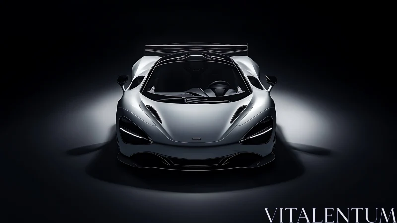 Top-down studio capture of silver aerodynamic hypercar silhouette.