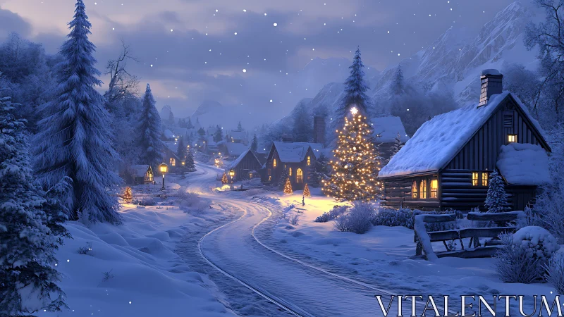 Snowlit village curls around a glowing winter wish
