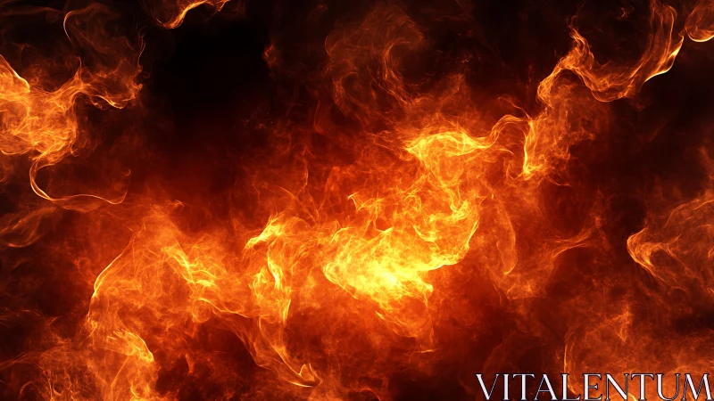 Intense Fire and Flame Pattern Against Dark Background