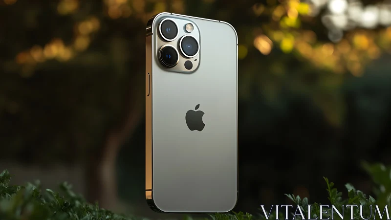 iPhone 12 Pro Max positioned vertically displaying metallic finish
