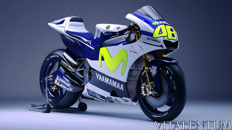 Aerodynamic GP racing motorcycle with detailed livery design.