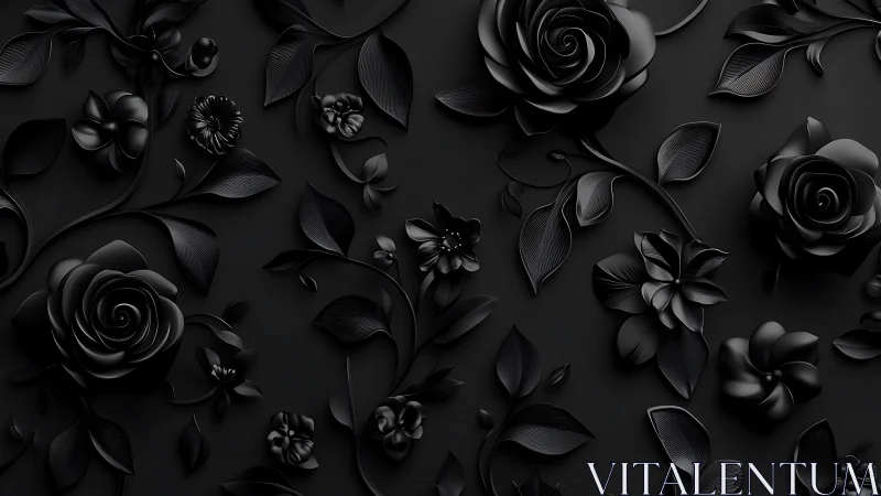 Monochromatic Floral Relief: Three-Dimensional Botanical Composition.