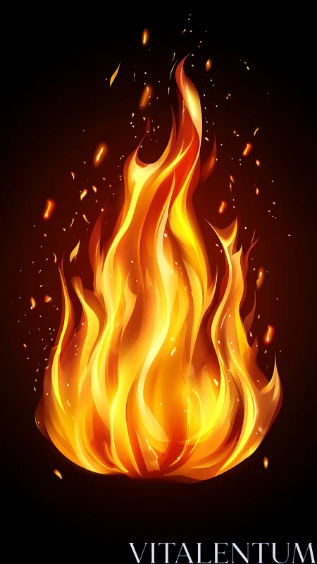 Stylized Flame Form Against Dark Background.