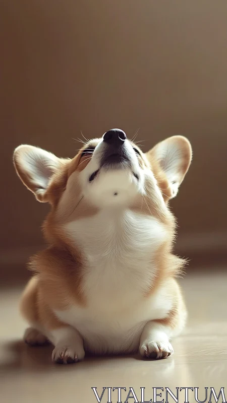 Tiny corgi astronomer tilts snout toward invisible stars