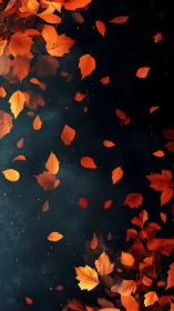 Orange foliage forms vertical border against dark background