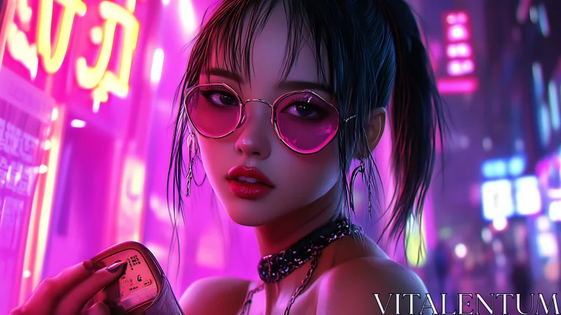 Neon cyberpunk portrait with chromatic rim lighting and bokeh depth.