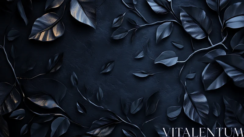 Dark metallic foliage pattern with intertwined branches.