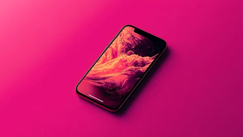 Premium Smartphone Displaying Abstract Liquid Motion Wallpaper