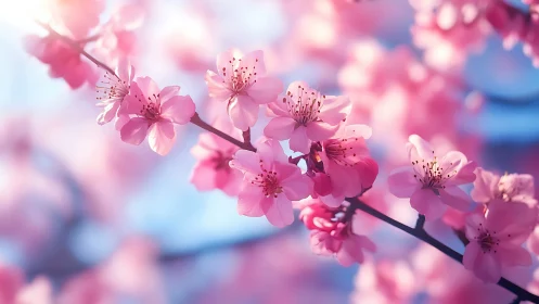 Cherry Blossom Floral Clusters with Selective Focus and Bokeh Background