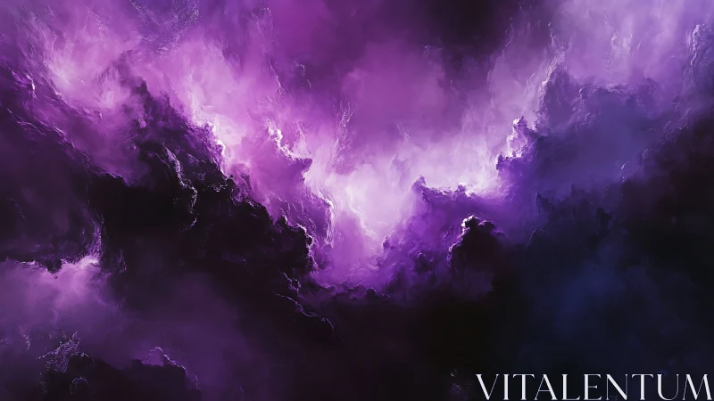 Purple nebula cloudscape fills frame with luminous contrast
