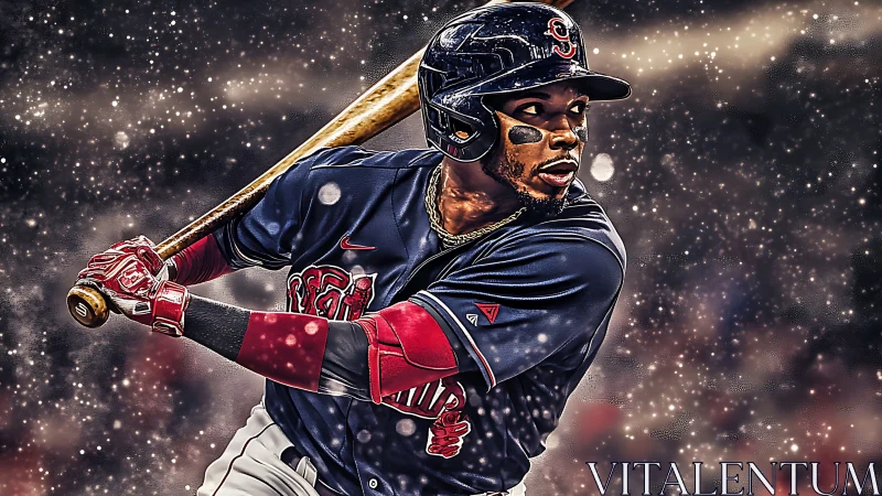 Starlit slugger winding up beneath a galaxy of grit.