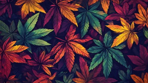 Bold autumn leaves create a colorful tapestry of cozy warmth
