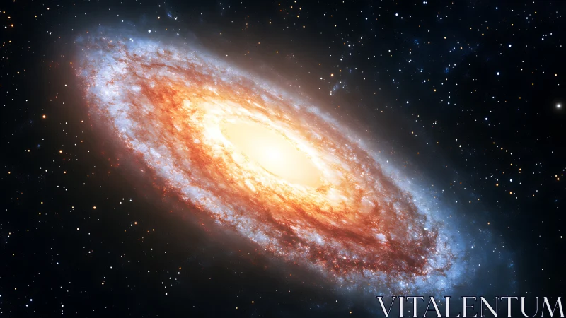 Spiral galaxy with bright core in deep star field space.