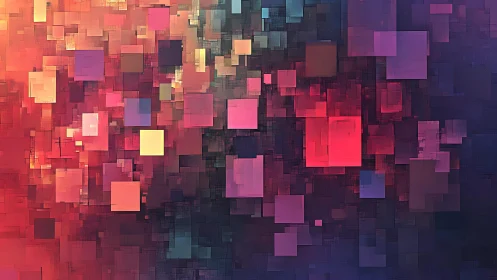 Abstract geometric art with colorful squares in digital style.