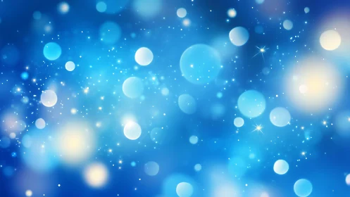 Abstract blue bokeh lights with glowing sparkles digital background.