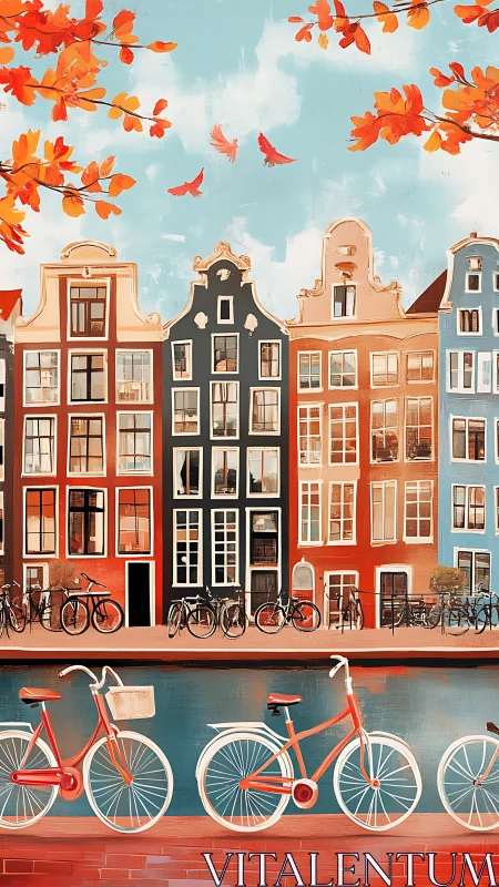 Amsterdam Canal Street with Historic Facades and Bicycles