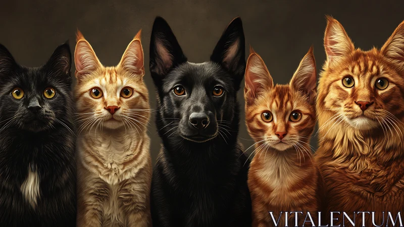 Five Loving Companions Unite Their Gaze