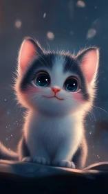 Luminous Whisker Dream: An Ethereal Kitten Bathed in Glowing Wonder.