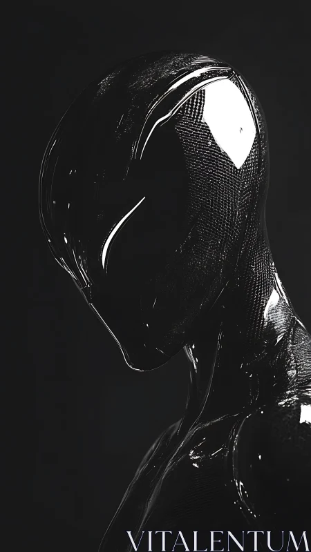 Glossy humanoid figure rendered in high contrast lighting
