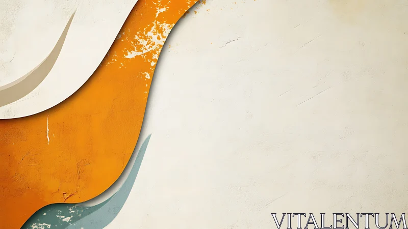 Curved sunburst layers peel across a worn plaster field.