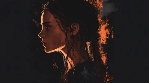 Brushlit profile carves quiet fire from the surrounding dark