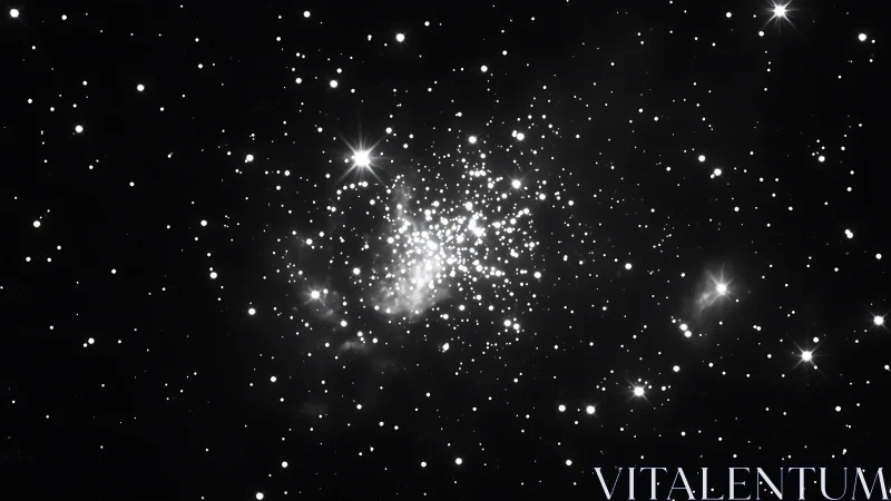 Monochrome stellar cluster core with dense luminous field.