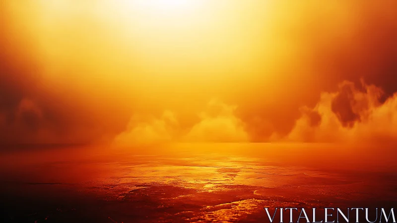 Golden horizon glows gently above a quiet reflective shore