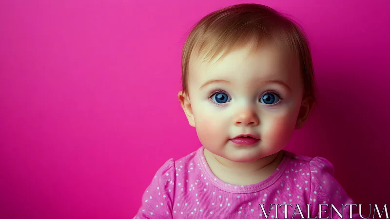 Infant Portrait Study: Chromatic Isolation Against Magenta Backdrop.
