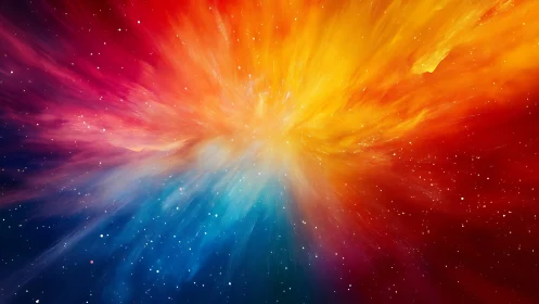Radiant cosmic nebula explodes in vivid multi‑color light