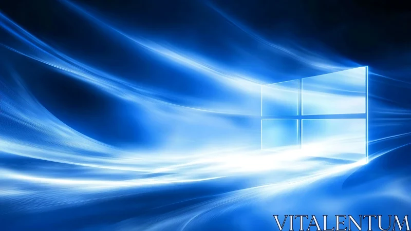 Glowing window portal carved in streaming digital starlight.