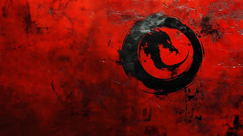 Coiled dragon emblem within distressed red circle field.