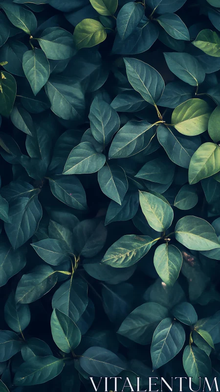 Moody close-up of dense foliage rendered in cool teal tones