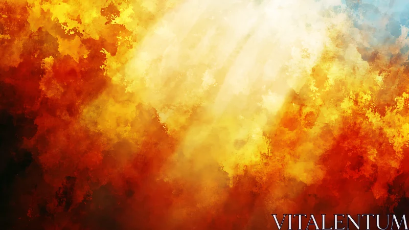 Radiant inferno abstraction with diffused golden light beams.