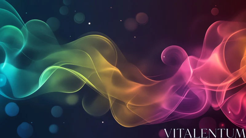 Colorful flowing light waves across dark gradient background.