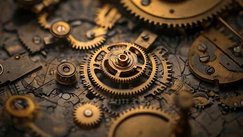 Golden clockwork dreams turning in a tiny mechanical world.