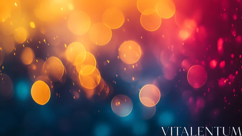 Vibrant abstract bokeh lights in warm orange and cool blue tones.