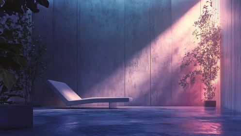 Luminous Repose: Where Dusk Bathes Solitude in Magenta