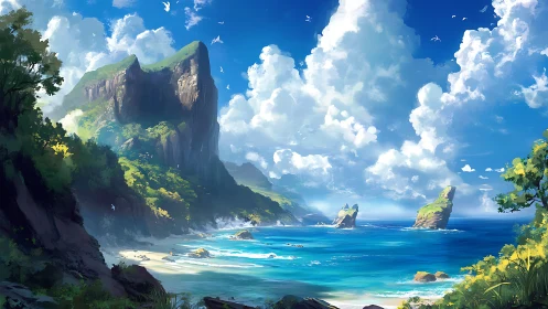 Tropical Island Paradise. Dramatic Cliffs Meet Turquoise Waters.