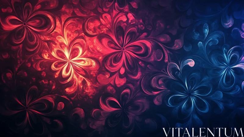 Glow-touched fractal flowers drifting from dusk to dawn.