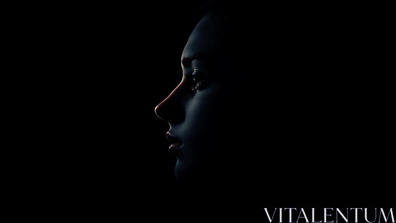 Dramatic Side Profile Portrait in Low-Key Lighting Style.