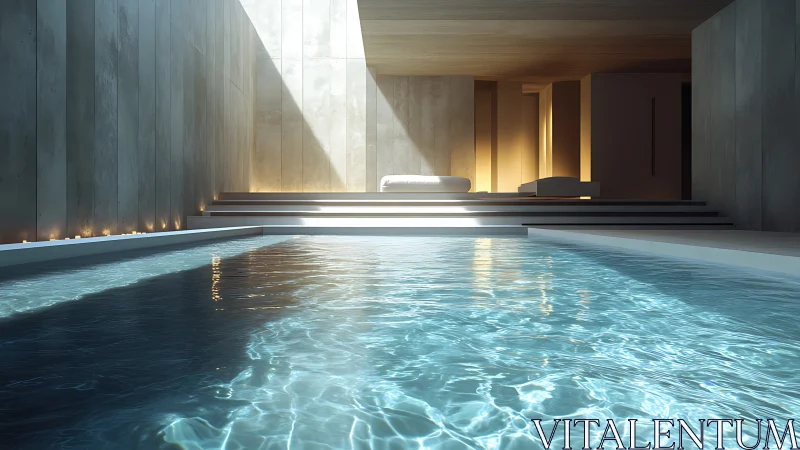Modern Indoor Pool with Minimalist Concrete Architecture.