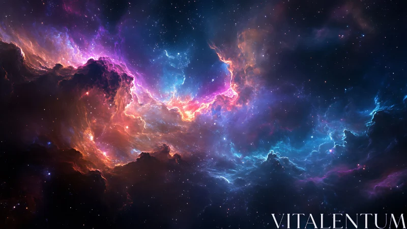 Multicolored interstellar nebula with dense starfield view.