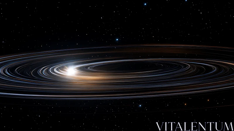 Stellar accretion disk glows with spiraling luminous bands.