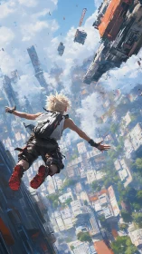 Skyfall runner dives through floating city canyons of awe.