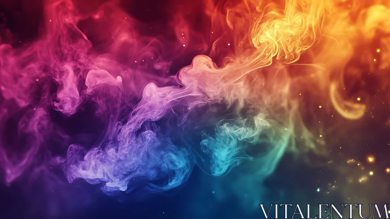 Colorful swirling smoke clouds in abstract digital art.