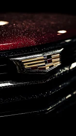 Hydrophobic microbeads on illuminated automotive grille emblem.