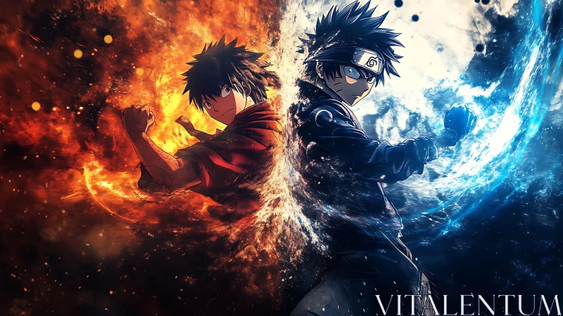 Anime warriors clash as fire and water divide their worlds